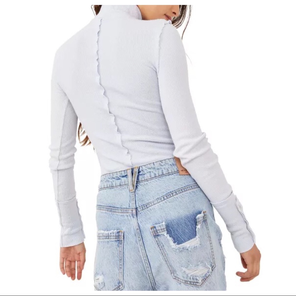 FREE PEOPLE BOHO TOP CUFFED KNIT LONG SLEEVES THERMAL KNIT PULLOVER A3C - Picture 4 of 14